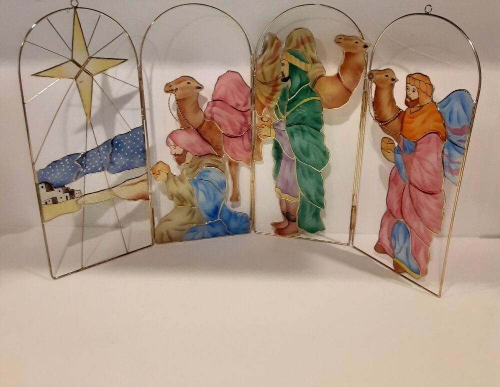 Vintage We Three Kings Stained Glass And Arch 4 Fold Christmas Christian